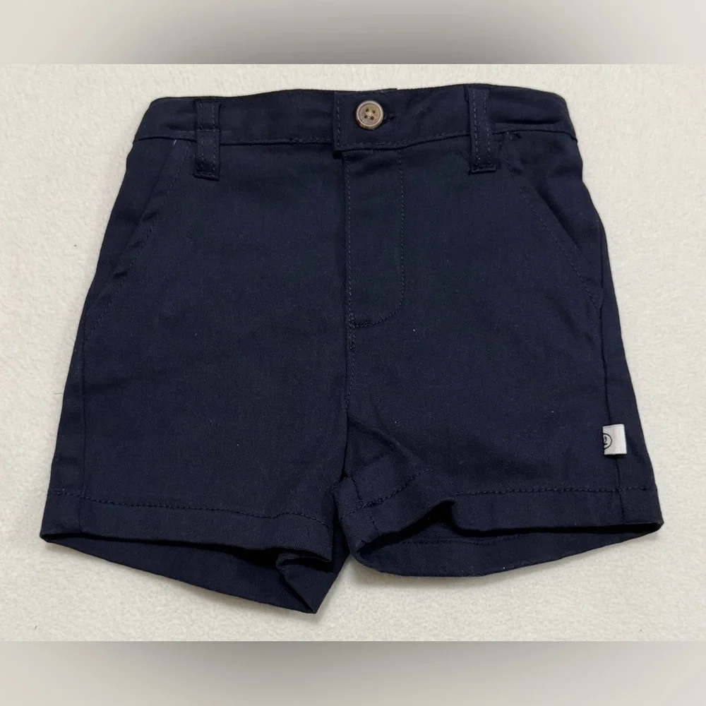 Infant Boy 3/6M Sperry Light Blue Checkered Shirt and Dark Blue Shorts Set - NWT